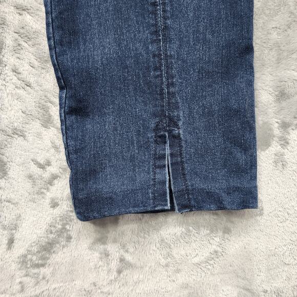 Mesmerize Jeans Womens 12 Blue High Rise Zip Front Crop Ankle Slit Hems Stretch - Picture 4 of 15
